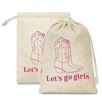 12 Подвесных сумок для набора Let's Go Girl в ковбойской тематике, сумка для набора для выживания и восстановления Со шнурком, свадебные хлопковые подарочные пакеты для девичника