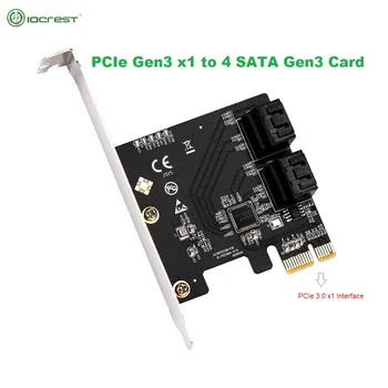 IOCREST PCIe 4 Порта 6G Карта контроллера SATA III 3.0 Без Raid Карта Расширения PCIe 3.0 x1 Низкопрофильный Кронштейн