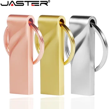 JASTER Mini Metal Pen Drive Розовое Золото Memory Stick U Диск 64 ГБ USB Флэш-Накопитель 32 ГБ Бесплатная Коробка Для Ключей Водонепроницаемые Устройства Хранения