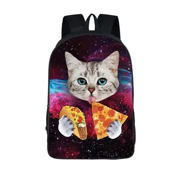 Kawaii 3D Рюкзак с животными и котенком, Милый Кот, поедающий Тако, Пиццу, Детская сумка для книг, школьные сумки для подростков, Женский Мужской рюкзак для путешествий