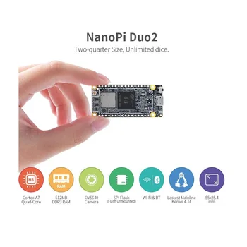 NanoPi Duo2 Kit 512 МБ DDR RAM, Allwinner H3, Quad Cortex-A7, частота до 1,2 ГГц, OV5640, OpenWRT, Wi-Fi и BT Ubuntu Linux Armbian DietPi Kali
