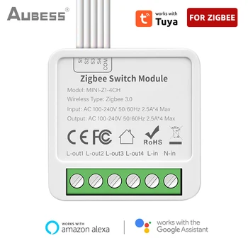 Tenky Tuya Zigbee 2/3/4 Gang Smart Switch Модуль 2-Полосного Реле Управления Умный Дом Работа С Alexa Google Home Яндекс