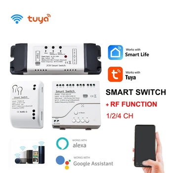 Tuya Smart Wifi Switch Релейный Модуль AC DC 12V 24V 220V Smartlife App Пульт Дистанционного Управления Выключателем Реле Работает С Alexa Google Home