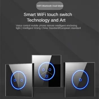 Tuya Wifi Smart Switch Panel Сенсорный Выключатель 86 Нулевой Противопожарный Провод Стандартные Правила ЕС Водонепроницаемый Голосовой Пульт Дистанционного Управления Для Mijia