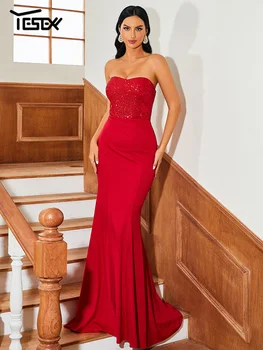 Yesexy, платье Русалки в стиле пэчворк с блестками, красное платье в пол, Элегантные вечерние платья для женщин 2023, Vestidos