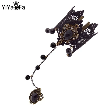 YiYaoFa, готические винтажные Черные кружевные браслеты для женщин, украшения на запястье, Женские аксессуары ручной работы, вечерние украшения LB-05