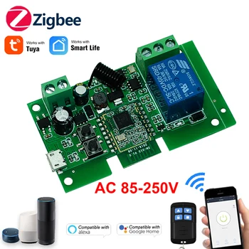 ZIGBEE Tuya Smart Switch Беспроводной Пульт Дистанционного Управления USB5V 12V 24V Модуль 7-32V 85-250V 110V 220V 10A Релейный Выключатель Работает с Alexa