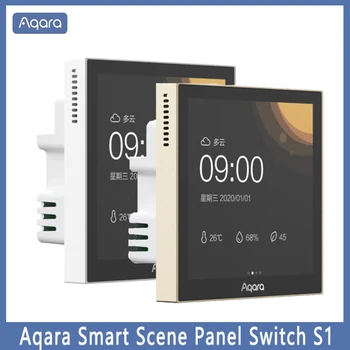 В наличии Aqara Smart Scene Panel Switch S1 с Сенсорным экраном 3,95 дюйма Приложение Siri Voice Control Работает с приложением HomeKit Для Умного Дома