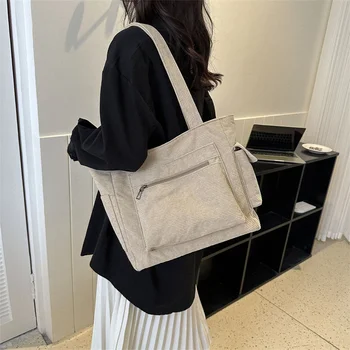 Вельветовая сумка на плечо для отдыха, новая простая и универсальная женская сумка-тоут, женская сумка для покупок большой емкости, боковая сумка для женщин
