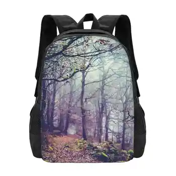 Дизайнерская сумка с рисунком Районного леса Студенческий рюкзак Районный пейзаж Деревья Природа Nicola Pearson Secretgardenphotography