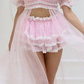 женская эстетичная одежда с юбкой y2k, Розовая кружевная отделка, Высокая талия, Многоуровневая короткая мини-юбка с рюшами, Kawaii Sweet Skirt, клубная одежда для вечеринок