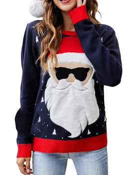 Женский Уродливый Рождественский свитер с круглым вырезом, повседневные графические свитшоты, пуловеры с длинным рукавом в виде снежинок