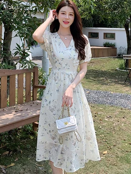 Женское новое Шикарное Роскошное Длинное платье с цветочной вышивкой, Летнее элегантное повседневное Пляжное платье 2022, Корейские облегающие праздничные вечерние платья