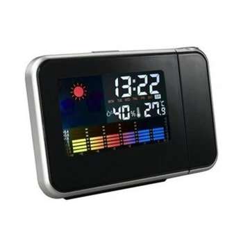 ЖК-проекционный будильник, креативный цветной дисплей, функция календаря измерения температуры и влажности, источник питания