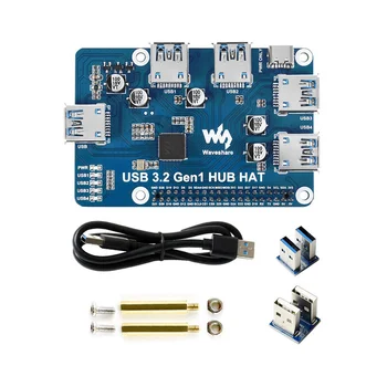 Концентратор Waveshare USB 3.2 Gen1 для Raspberry Pi 4B 3B + 3B 2B Zero W WH, 4-канальный порт расширения USB 3.0, подключи и играй без драйверов