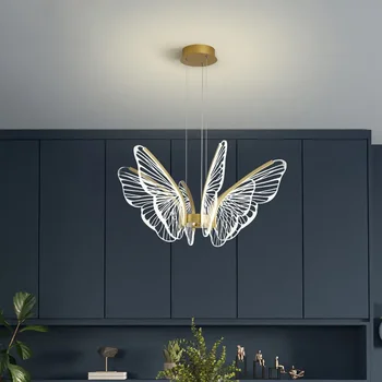 Кухонная люстра с бабочками для спальни Люстры для освещения столовой Светильник для обеденного стола Светодиодная люстра с бабочками