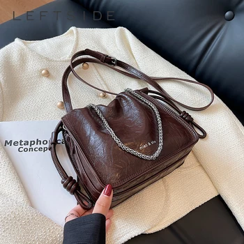 Маленькие сумки через плечо в стиле ретро для женщин 2023 Y2K с цепочкой из искусственной кожи, элитный бренд, Корейская Женская сумка через плечо, сумки