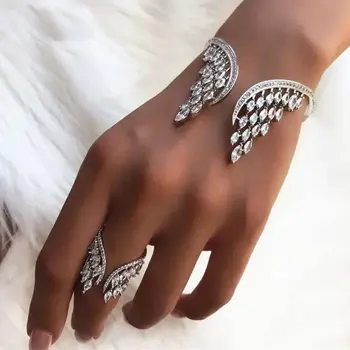Модные комплекты браслетов-крыльев цвета белого золота для женщин, свадебные украшения для вечеринок, подарки