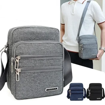 Мужская сумка через плечо для бизнеса и отдыха, портативная сумка большой емкости на молнии, многослойные водонепроницаемые летние мужские сумки через плечо