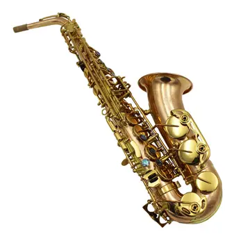 Музыкальный альт-саксофон из розовой меди без лакировки с позолоченными клавишами