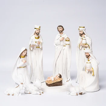 Набор декора для Рождественской сцены, яркий белый, уникальный дизайн, Рождественский подарок 40 × 22 × 8 см, принадлежности для вечеринок из прочной смолы, поделки