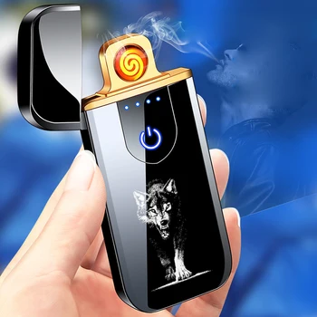 НОВАЯ сенсорная USB-зажигалка многоразового использования, Ветрозащитные Беспламенные Зажигалки, Портативный мужской гаджет для курильщиков