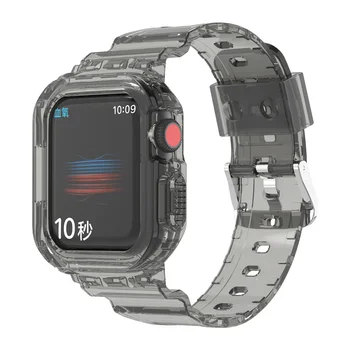 Новый Ремешок Для Apple Watch Прозрачный Спортивный Силиконовый Ремешок Applewatch4567 поколения TPU Со Встроенным ремешком Glacier 40/41 мм 44/45 мм