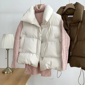 Новый теплый осенне-зимний женский короткий жилет с карманами, повседневная модная женская куртка без рукавов, Однотонный жилет для женщин