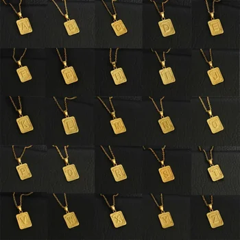 Персонализированное ожерелье в стиле хип-хоп с 26 английскими буквами, золотая квадратная пластина, подвеска для мужчин и женщин, украшения в стиле уличный панк