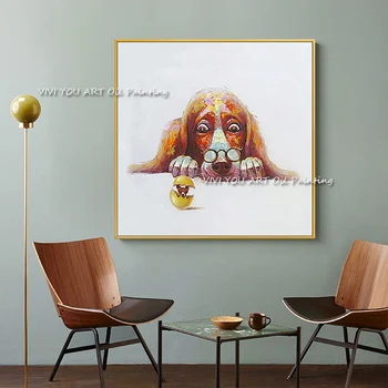 Плакаты с милым бульдогом ручной работы, Абстрактная картина маслом с собакой На холсте, настенное искусство, граффити с щенками, картины для гостиной в скандинавском стиле