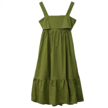 Повседневные винтажные платья Kawaii 2023 Лето, милый сарафан на бретельках в стиле опрятности, Модное Длинное платье с открытой спиной Для женщин
