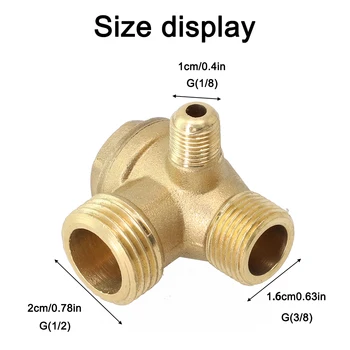 Прочный и практичный Широко Применимый Доступный Обратный клапан Воздушного компрессора 1шт 20*16*10 мм (G1/2xG3/8x G1/8)