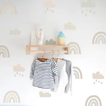 Радужные наклейки на стену, наклейки для детского декора на стену в спальне, облака, Фотообои, наклейки