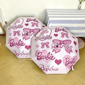 Розовый зонт Барби, женский модный зонт от солнца, милые девушки, снаряжение, инструменты для защиты от дождя, Зонты от дождя с автоматическим ручным складыванием