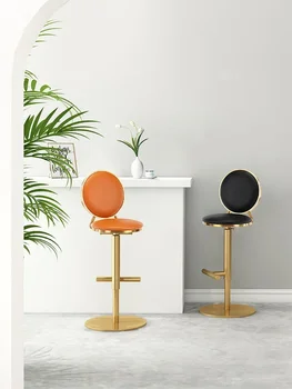 Роскошный барный стул Nordic Light, Современный минималистичный вращающийся стул с регулируемой железной спинкой, барный стул для бара, барный стул для дома