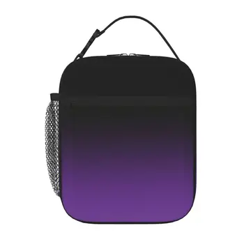 Сумка для ланча с черно-фиолетовым градиентом омбре, кавайная сумка, изолированные сумки, ланч-бокс для детей