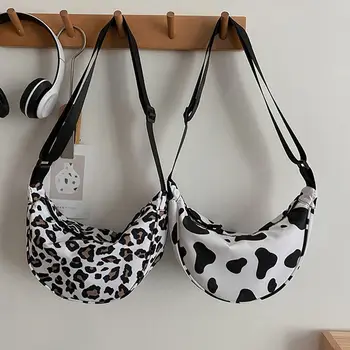 Сумка для подмышек с леопардовым принтом коровы, сумка в горошек в стиле Ins, сумка для клецек, сумка для телефона, сумка для сообщений, сумка в форме полумесяца, уличная одежда