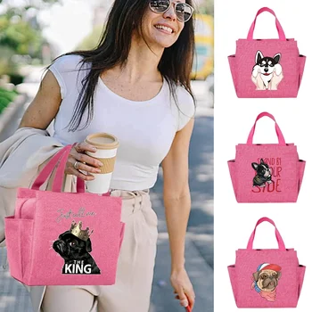 Термосумка для ланча для милых детей и маленьких девочек, многоразмерная изолированная розовая сумка для ланча, водонепроницаемая детская сумка с принтом собаки