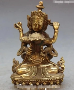 Тибетский буддизм Мандкешвара Двойное ксиуфо Статуя Счастливого Будды Факи в руках