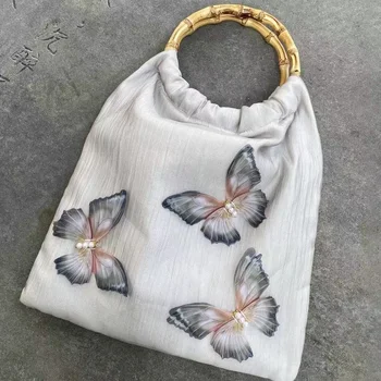 традиционная китайская живопись сумочка бабочки сумка бамбуковая булочка сумка жемчужное украшение женская сумка девушки Восточный дизайн