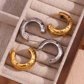 Фирменные серьги-кольца Love С-образной формы, Водонепроницаемые Аксессуары из 18-каратного золота, Женские серьги из нержавеющей стали 316L