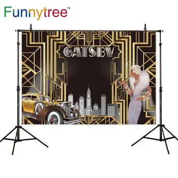 Фотография Funnytree Great Gatsby черный фон автомобиль красота ювелирные изделия городской фон фотостудия вечеринка фотофон фотозвонок