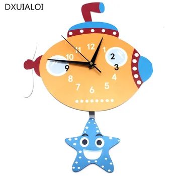 Часы на стене 3D наклейка бесшумный маятник анимация морского дна милые подвесные часы из ПВХ Deay цифровая наклейка для детской комнаты