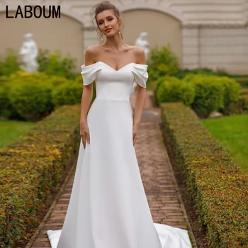 Элегантное свадебное платье LaBoum 2023 с открытыми плечами, атласные свадебные платья трапециевидной формы с открытой спиной, vestido de noiva robe de mariée.