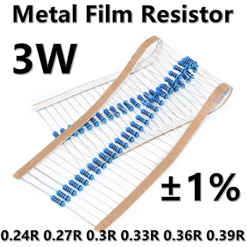 (10шт) 3 Вт Металлический пленочный резистор 1% пятицветный кольцевой прецизионный резистор 0.24R 0.27R 0.3R 0.33R 0.36R 0.39R