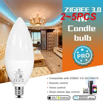 2 ~ 5ШТ 3.0 Smart RGB LED лампа E14 E12 4 Вт для спальни, гостиной, совместимая с приложением Tuya Voice RF Remote Control