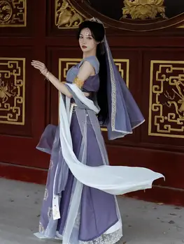 2023, древние западные регионы Китая, Дуньхуан, улучшенный стиль ханьфу, женский танцевальный костюм без рукавов с элементами западного хань s509