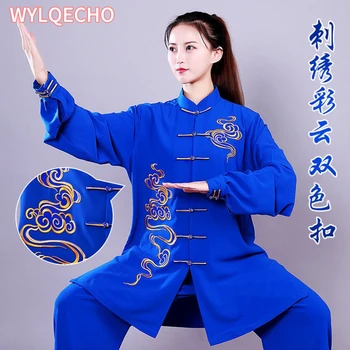2024 китайская форма тайцзи вышивка облаков команда утренних упражнений ушу тайцзи набор для выступления на сцене боевых искусств тайцзи куанфу