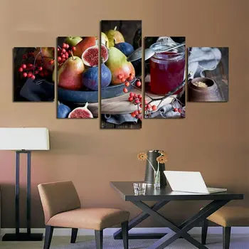 5 Частей фруктовой рамки для росписи еды для спальни, гостиной, домашнего настенного искусства, 5 панелей для печати фотографий в формате HD, холст, плакат, домашний декор