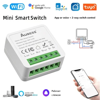eWeLink Tuya Wifi Mini Smart Switch 16A С Поддержкой энергетического Монитора 2-полосное Управление Smart Life Работает с Alexa Alice Google Home